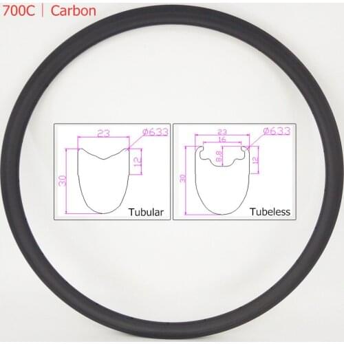 FIC 30mm carbon rim 23mm wide tubular rim 20h 24h 28h road wheel rim basalt brake UD matte 3K glossy tubeless ready clincher rim