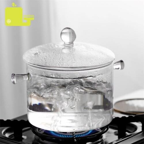 1.5/2.0L Household Heat Resistant Glass Soup Porridge Pot Microwave Fire Heating Transparent Glass Bowl Kitchen Cooking Tools