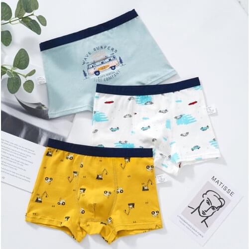 3pcs Kids panty cartoon dinosaur printed boys boxer briefs young boy cotton teen underwear fashion children underpant 2-14Yrs