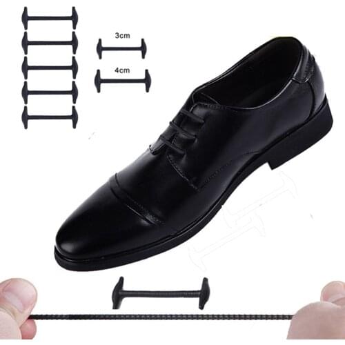 Brown Black 10pcs/Lot Silicone Shoelaces Lace Lazy Rubber Shoe Laces Elastic Silicone Shoe laces for Men Women Business Shoe