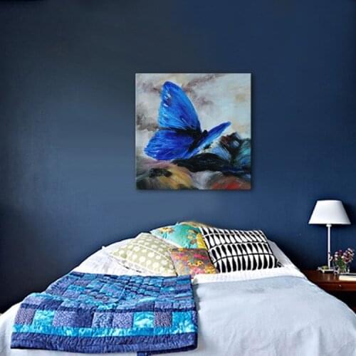 Beautiful blue Butterfly Canvas Painting Handmade Abstract Animal Oil Painting on Canvas Wall Art Picture for Home Decoration