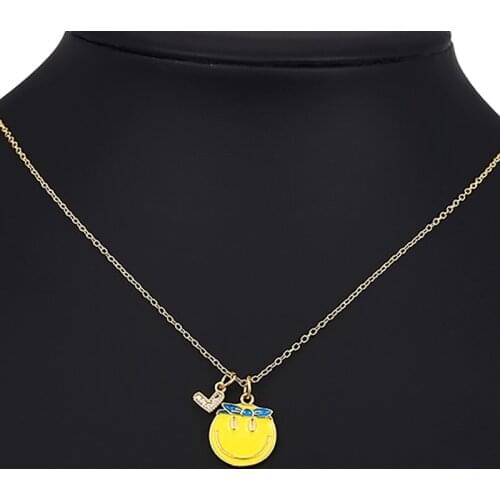 ZHINI Fashion Coin Letter Pendant Necklace For Women Charming Cute Smiley Face Handmade Choker Necklace Wedding Jewelry collares