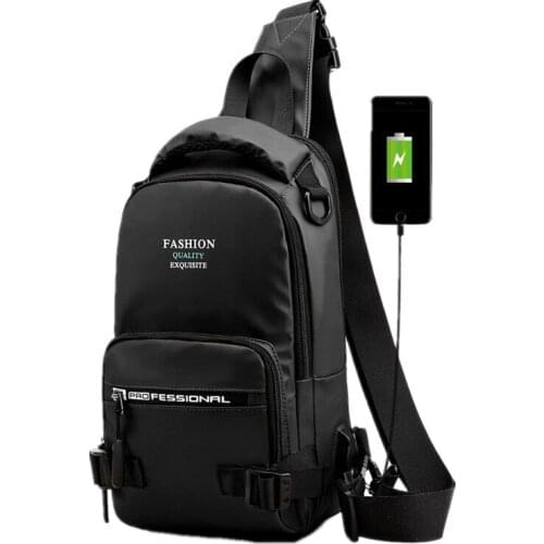 2021 Mens USB Charging Pack Chest Bags Waterproof Shoulder Bag Sling Bag Sports Package Messenger Travel Crossbody Backpack