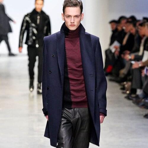 Mens coat 2020 autumn and winter mid-length European and American thickened casual plus size woolen coat trench coat