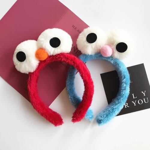 Sesame Street Cartoon Hair Hoop Birthday Party Headdress Furry Big Eyes Headband Cute and Funny Children Adults Headdresses