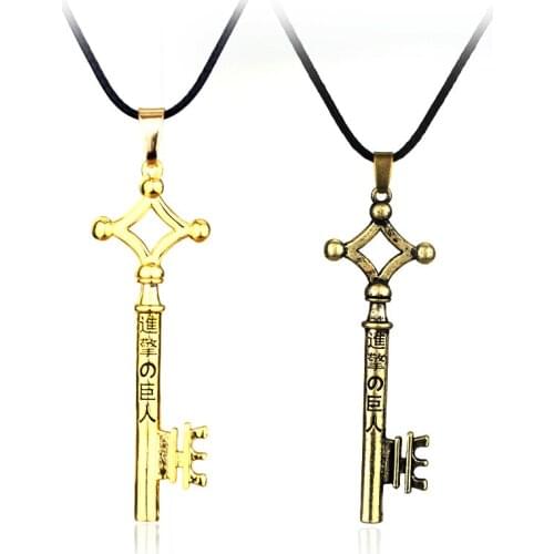 Attack On Titan Necklace Cosplay Eren Key Shingeki No Kyojin Pendant Necklace For Men Women Gift Collier Trinket Ornaments