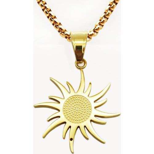 Sun Necklace Gold Unique Stainless Steel Sun Pendant Charm Jewelry Hip Hop Women Men High Quanity Party Gift New Arrival
