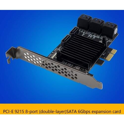 PCI-E to SATA 3.0 Expansion Card PCI-E X1 9215 to 8-Port SATA 3.0 6Gb/S Riser Card Hard Disk Adapter
