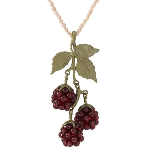 CSxjd Genuine bronze material Natural Garnet Raspberry Womens Vintage Necklace Earring and Jewelry