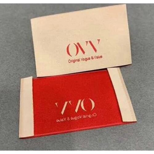 Custom labels for clothes woven label silk scree OEM end folding large sewing labels