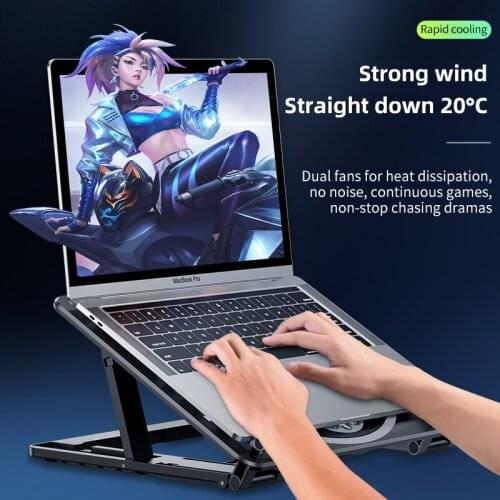 Adjustable Foldable Laptop Heightening Bracket Notebook Tablet Riser Tray Holder Cooling Fan Stand Portable Tablet Stands