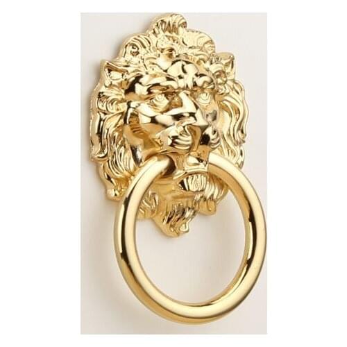 Lion Drawer Pull Knobs Handles Dresser Drop Pulls Rings Antique Bronze Gold Lion Head Door Knocker Cabinet Knob Handle