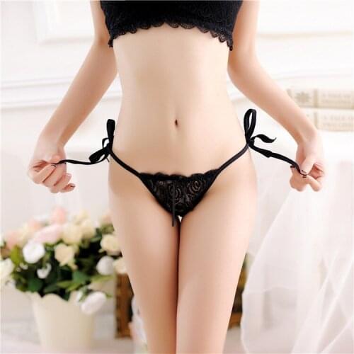Sexy transparent ladies underwear luxury lace strap thong T pants