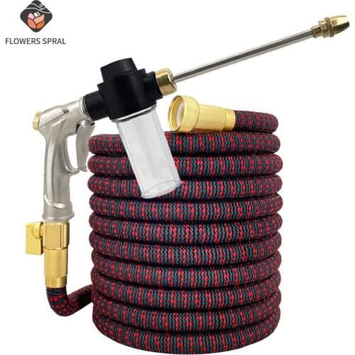 New Garden Watering Hose Kit Retractable Magic High Pressure Washer Hose Water Gun Pure Copper 3/4 Connector Garden Hose Tool