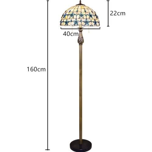 SGROW E27 LED Floor Lamps Shell Floor Standing Lights European Mediterranean Blue Lamp for Bedroom Living Room Lighting Fixtures