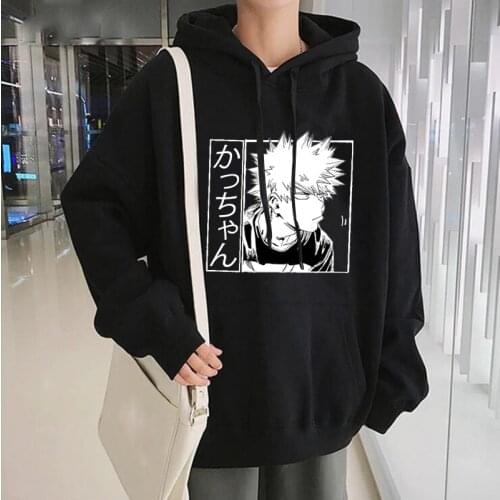 Anime My Hero Academia Bakugo Hoodies Seratshirt Women Winter Warm Pullover Casual Oversized Hooded Streetswear Female Hoodies