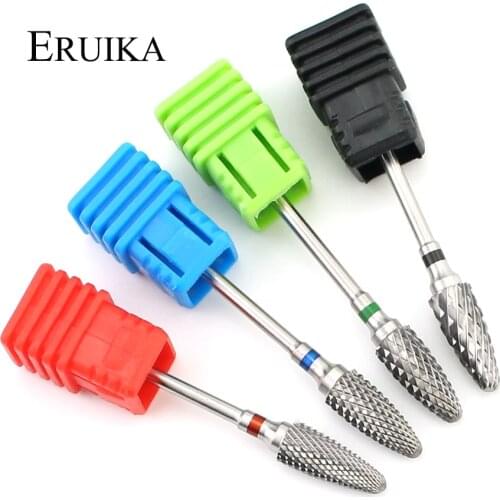 ERUIKA 4 Size Tungsten Carbide Nail Drill Bit 3/32" Rotary Milling Cutters Bits for Manicure Drill Accessories Gel Removal Tools