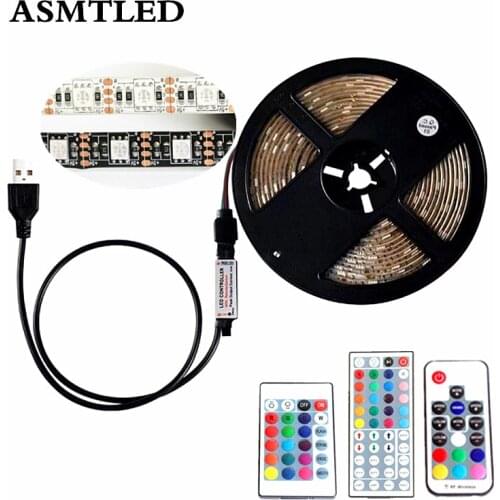 0.5m 1m 2m 3m 4m 5m DC 5V 60leds/m Black/White PCB IP30/IP65 Waterproof RGB LED Strip + 3/17/24/44Keys IR RF Remote Controller