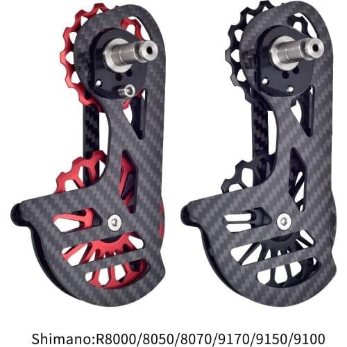 Road Bike Carbon Fiber Rear Derailleur Shimano R8000 8050 8070 9100 9150 9170 13T17T Pulley Ceramic Bearing Bicycle Derailleur