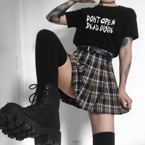 Dead Inside Summer Harajuku New Print Tops Tees Letters Vintage Casual Women Punk Fun Gothic Dark Graphic T-shirt