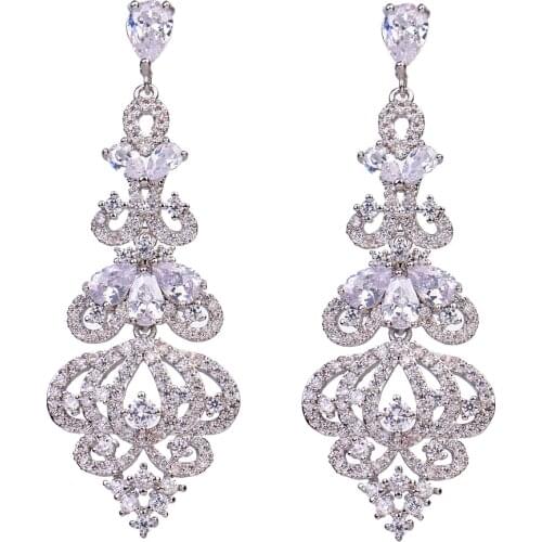 Bettyue Brand Fashion shining Elegance Multicolor AAA White Cubic Zircon Jewelry Earrings For Woman Florid Wedding Party Gift