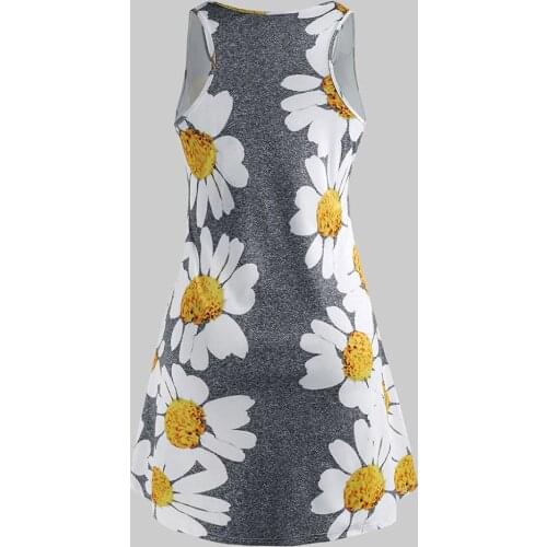 5XL Plus Size Vest Sleeveless Dress O-Neck Loose Waist Floral Print Casual Women Dress Oversized Big Swing Dress 2021 Sundress