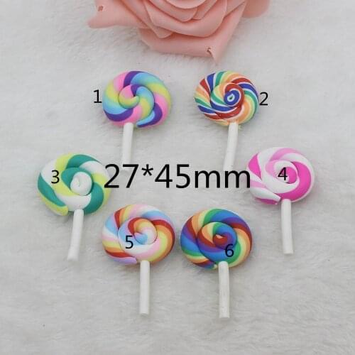10pcs/lot polymer clay lollipop mix colors DIY resin cabochons accessories