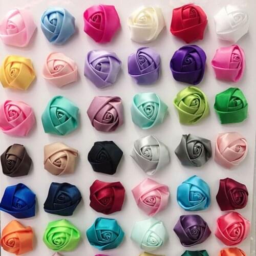 100Pieces/lot Size 5cm Satin Ribbon Rose Flower Silk Fabric Flower Handmade DIY Wedding Bouquet Flower Hair Cloth Accessories