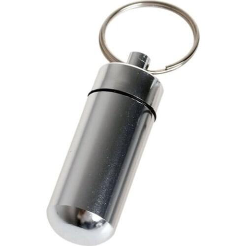 2 x Key Holder Pill Shaped Box Bottle Container Keychain Keyring Waterproof New