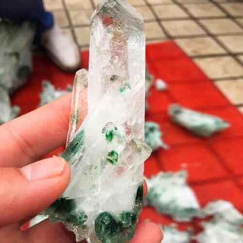 200-250g Natural Green Phantom Crystal Cluster Raw Quartz Wealth Green Druzy Drusy Luck Energy Healing Mineral Specimen Free