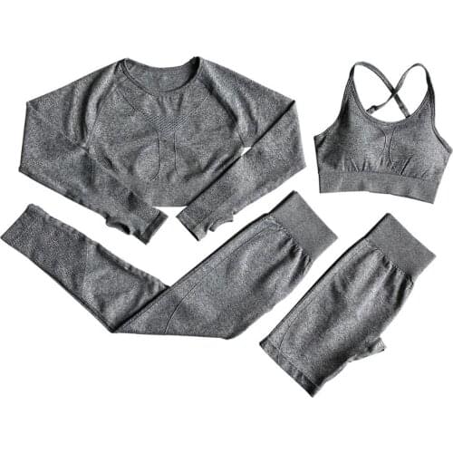 4pcs seamless workout sets Tracksuit Squat Proof Sport leggings GYM yoga outfits women fitness sportswear jogging suits Gym Set