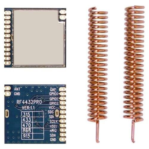 4pcs/lot RF4432PRO - Low cost Si4432 front end fsk wireless transceiver RF module + spring antennas