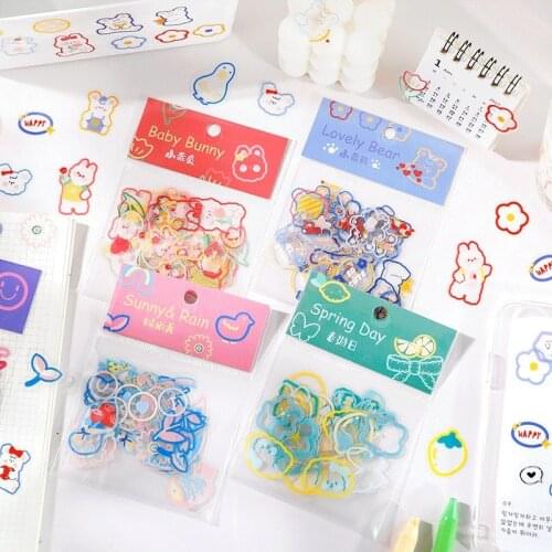 45pcs/cute cartoon anime bear rabbit decoration scrapbook sticker DIY bullet diary planner Korea stationery kawaii diary sticker