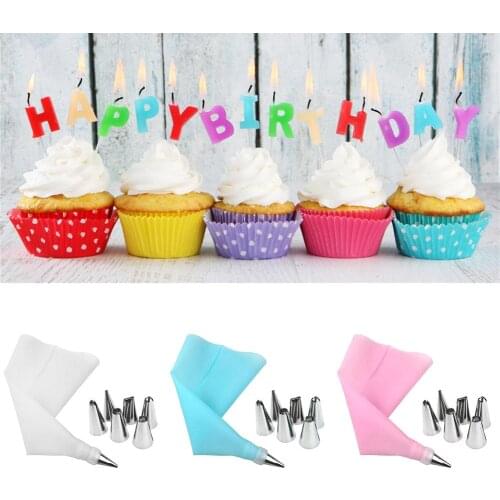9PCS Silicone Icing Piping Cream Pastry Bag 6PCS Stainless Steel Nozzles Pastry Tips Converter DIY Cake Decorating Kitchen Tools