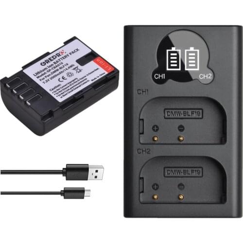 2000mAh DMW-BLF19 BLF19 Battery Pack and LED Dual Charger for Panasonic Lumix DMC-GH4 GH4 DC-GH5 GH5 DMC-GH3 GH3, Lumix G9
