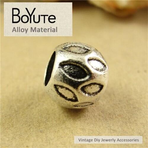 BoYuTe (100 Pieces/Lot) 9*7MM Antique Bronze Silver Plated Zinc Alloy Vintage Big Hole Beads Materials for Jewelry