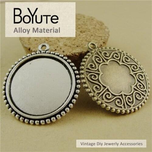 BoYuTe (40 Pieces/Lot) 25MM Cabochon Cameo Base Antique Bronze Silver Plated Zinc Alloy Bezel Blank Pendants for Jewelry Making