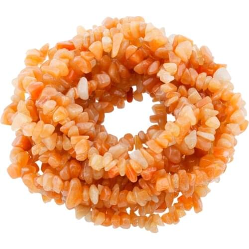 TUMBEELLUWA Red Aventurine Tumbled Chips Stone Irregular Shaped Drilled Loose Beads Strand for Jewelry Making 33 inches