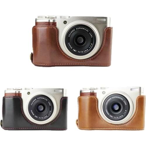 New PU Leather Camera Case Half Body Cover For Fujifilm XF10 FUJI X-F10 Openning Bottom Case Black Brown Coffee