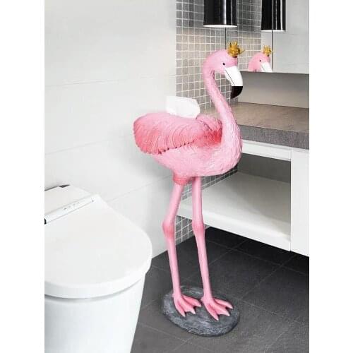 Home Decor Creative Flamingo Ornament Figurines Home Living Room Decoration Accessories Multi-Function Toilet Lovely Statue Gift
