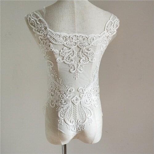 France Embroidery Wedding Dress Back Applique Chest Patch Dress Fabric DIY Accessories