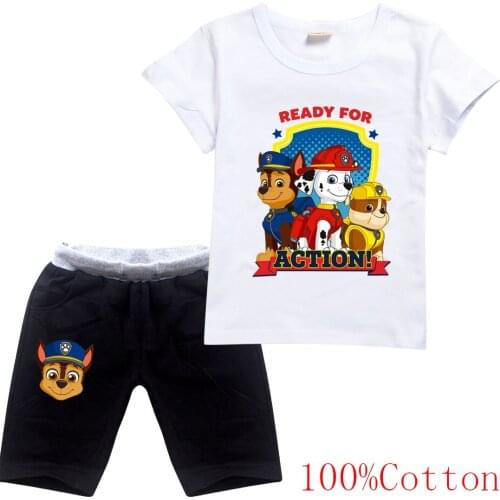 New PAW PATROL T Shirt Children Funny Tops Cartoon T-shirt Impostor Graphic Tees Hip Hop Unisex Tshirt Short 2Pcs