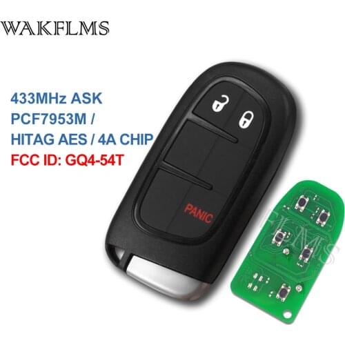 GQ4-54T Smart Remote Car Key Fob 3 Buttons 433MHz PCF7953M 4A For 2014 2015 2016 2017 2018 Jeep Cherokee 68141580 AE AC AF AG AB