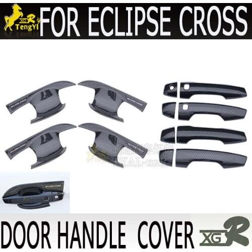 XGR outside door handle cover carbon fiber front and rear 4 pcs part for Eclipse Cross 2018 2019 ACCESSORY body part
