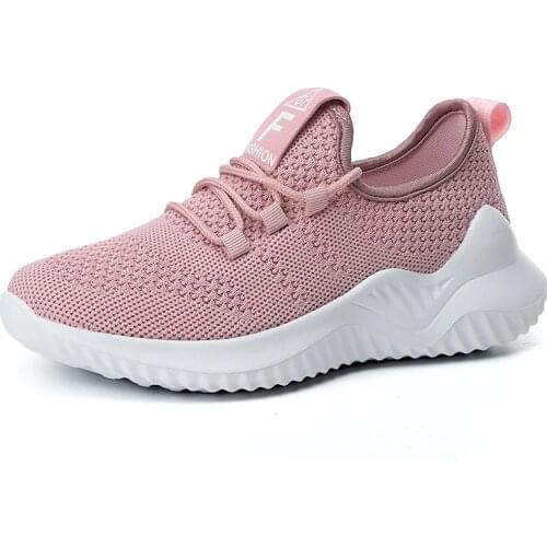 VEAMORS Women Sneakers Fashion Casual Non-slip Sneakers Trainers Breathable Mesh Ladies Lace-up Flats Lightweight Running Shoes