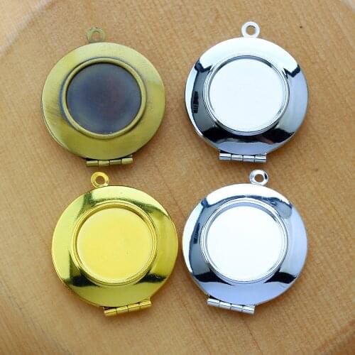 5pcs Round Photo Loclet Box Setting Antique Silver Bronze Rose Gold Color Plated Cameo Base Blank Tray