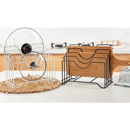 Kitchen Rack Storage Shelf Cutting Board Holder Storage Pot Lid Organizer Tapas Cover Stand Stainless Steel Dish Rack Drainer