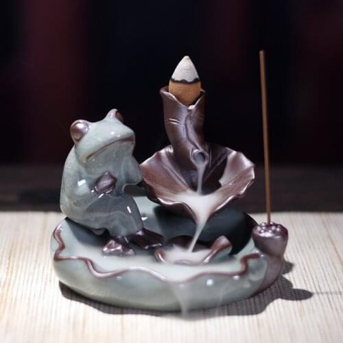 Ceramic Backflow Incense Burner Frog Incense Holder for Home Decor Burner Stick Incense Burner Best Gift