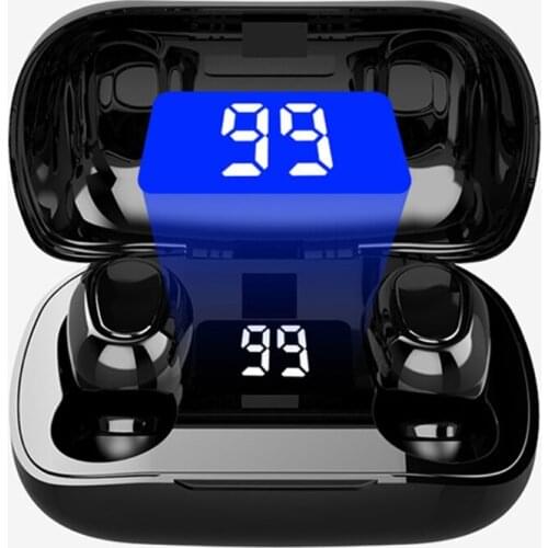 L21 Wireless Bluetooth 5.0 Mini Earbuds Digital Display Handsfree Portable Headset with Charging Case Stereo Earphone