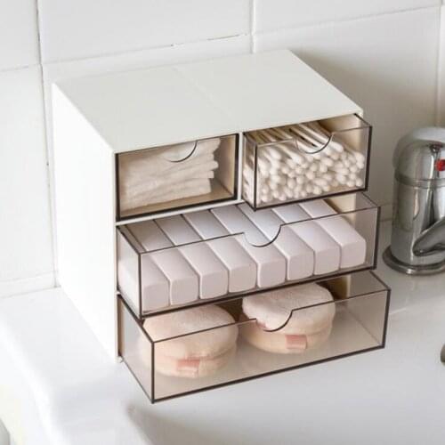 Multi-grid Storage Box Drawer Makeup Organizer Office Table Jewelry Sundries Storage Container Desk Plastic Transparent Case